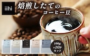 【ふるさとロースターが焙煎したてをお届け！】iihiコーヒー コーヒー豆 100g×10P セット 常温｜コーヒー 珈琲 コーヒー豆 ブレンドコーヒー 自家焙煎 詰め合わせ 飲み比べ 中深煎り 焙煎 ギフト プレゼント デカフェ ノンカフェイン NORM&HANCE株式会社 宮崎県 諸塚村 NH-06