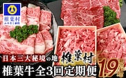 お試し定期便 【 定期便 3回 】 総重量 1,900g 牛肉 椎葉牛の スライス肉 ＆ 切り落とし肉 定期便 【 日本三大秘境 椎葉村 育ちの黒毛和牛 】 牛肉 定期便 3回 椎葉牛 牛ももスライス 肩ローススライス 牛切り落とし 肉 TK-100
