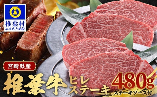 宮崎県産 椎葉牛 ヒレ肉 480g お試しステーキソース付き A5等級指定 TK-24