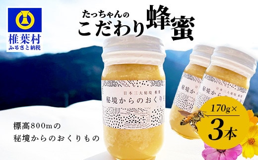 【無添加 非加熱】標高800m たっちゃんのこだわり蜂蜜【170g×3本】 TN-06