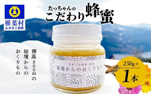 【無添加 非加熱】標高800m たっちゃんのこだわり蜂蜜【250g×1本】 TN-01