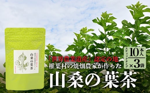 【世界農業遺産の産物】焼畑農家がつくった山桑の葉茶 スティックタイプ 10本入り×3袋【桑茶】 YS-27