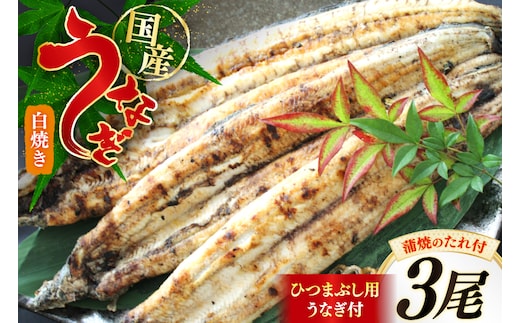 うなぎ 鰻 白焼き 3尾 たれ付き [オーチャンズ 宮崎県 美郷町 31bn0006] ウナギ 国産 蒲焼のたれ 付き タレ たれ 蒲焼 蒲焼き