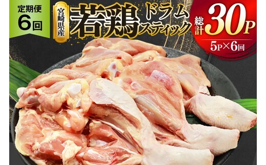鶏肉 定期便 骨付き もも肉 ドラムスティック 1本入 5p 6回 総計30p [ミヤケイフード 宮崎県 美郷町 31bp0007] ドラム もも モモ 鶏モモ 鶏もも