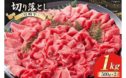 【宮崎牛】 切り落とし 500g×2 計1kg [ローカルブランディング 宮崎県 美郷町 31bb0018] 黒毛 和牛 国産 宮崎 A4 A5等級 牛肉 赤身 焼肉 宮崎県産 冷凍 送料無料 ブランド 牛 肉 霜降り BBQ バーベキュー キャンプ