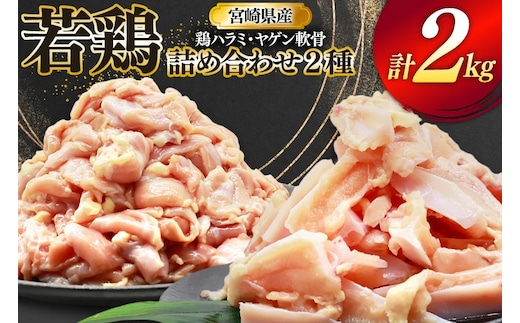 鶏肉 詰め合わせ 宮崎県産 若鶏 鶏ハラミ 鶏ヤゲン軟骨 各1kg 計2kg [ミヤケイフード 宮崎県 美郷町 31bp0022] 小分け 冷凍 はらみ ハラミ 鶏はらみ ヤゲン 軟骨 ヤゲン軟骨 鶏