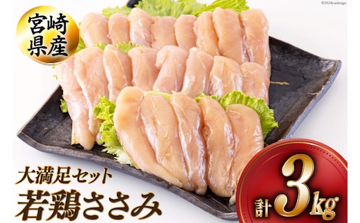 鶏肉 宮崎県産若鶏ささみ1kg×3 計3kg [アグリ産業匠泰 宮崎県 美郷町 31be0062] 冷凍 小分け 個包装 ささみ ササミ 鶏 鶏ささみ 鶏ササミ 若鶏 とりにく 鳥肉