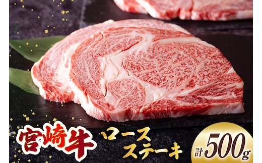 宮崎牛 ロース ステーキ 2枚 計500g [ミヤチク 宮崎県 美郷町 31au0093] 牛肉 肉 冷凍 宮崎県産 国産 霜降り サシ BBQ バーベキュー