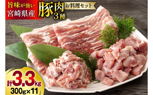 豚肉 小分け お料理セット 真空包装 合計3.3kg [甲斐精肉店 宮崎県 美郷町 31as0097] 豚バラ スライス うで 腕 切り落とし カット 冷凍 宮崎県産 豚 切落し うす切り 薄切り 詰め合わせ