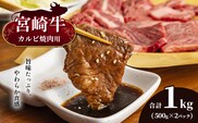 宮崎牛 カルビ焼肉 合計1kg　宮崎県産 黒毛和牛 A4 ～ A5 等級 | 肉 にく お肉 おにく 牛 牛肉 和牛 カルビ 焼肉 バーベキュー 宮崎県 五ヶ瀬町