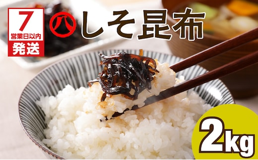 【7営業日以内に発送】【丸八】工場直送 「しそ昆布2kg」 K032-001