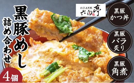 【かごしま黒豚 六白亭】黒豚めし詰合せ 4個 K163-003