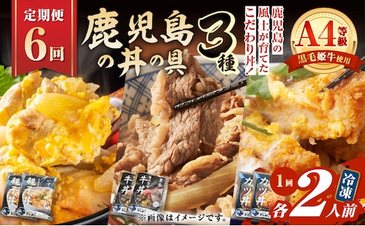 【全6回定期便】鹿児島の丼の具3種セット（2人前） K258-T05_02b