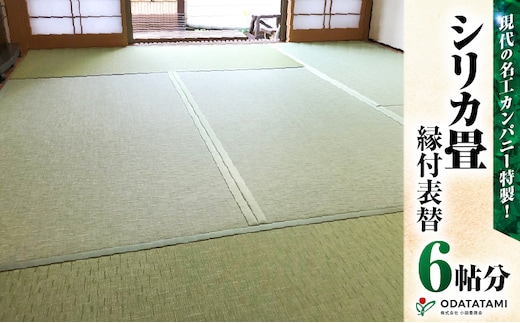 現代の名工カンパニー特製！シリカ畳縁付表替（畳1帖サイズ6枚） K348-003