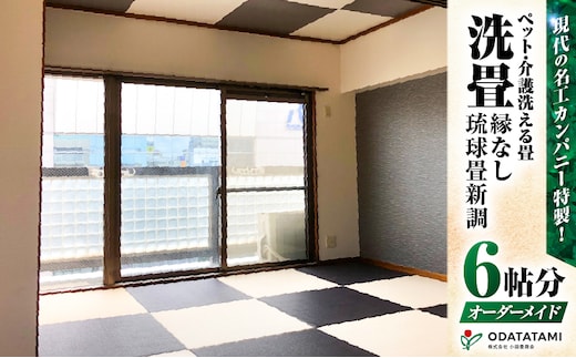 現代の名工カンパニー特製！ペット・介護洗える畳『洗畳』縁無琉球畳新調6帖サイズ（畳半帖サイズ12枚） K348-014