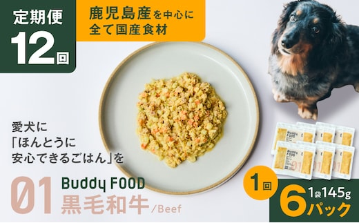 【全12回定期便】Buddy FOOD 01 黒毛和牛×6パック K390-T01_c
