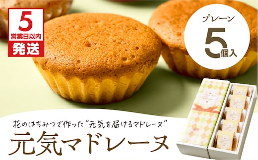 【5営業日以内に発送】元気マドレーヌ プレーン 5個入り K300-005_01