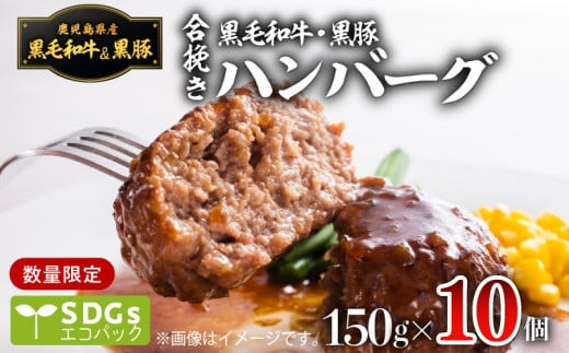 【1500ｇ】黒毛和牛・黒豚生ハンバーグ トレー無しSDGs K086-018