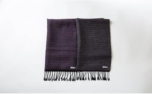 大島紬 黒キイトストール ワイン K040-003_1