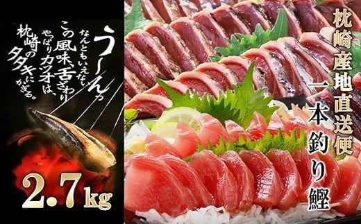【2.7Kg】1本釣り血合抜き(炭焼かつおたたき・刺身) B3-32【1166295】 _ かつお 枕崎 カツオ 鰹 かつおのたたき 鰹タタキ 一本釣り 海鮮 お刺身 生姜タレ にんにくタレ 人気 送料無料