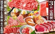 定期便(3回の配送)枕崎お楽しみ便(黒毛和牛・まぐろ中トロ・鰹・さつまあげetc) LL-6002【1457816】 _ ふるさと納税 定期便 牛肉 豚肉 黒毛和牛 黒豚 カツオ タタキ さつま揚げ 中トロ 焼肉 ハンバーグ しゃぶしゃぶ すき焼き 海鮮丼 刺身