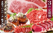定期便(3回配送)枕崎お楽しみ便(黒毛和牛・かつおetc) LL-6008【1462817】 _ 黒毛和牛 かつお 黒豚 サーロイン ハンバーグ 定期便 食べ比べ 鹿児島 枕崎 セット 冷凍