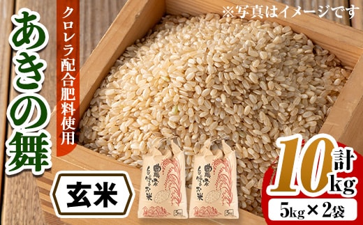 i1368-B ＜先行予約受付中！2026年10月中旬~11月中旬の間に発送予定＞【訳あり】クロレラ米(あきの舞 玄米・5kg×2袋・計10kg) 米 お米 10kg 玄米 訳あり あきの舞 クロレラ米 健康食品 クロレラ配合 【黄龍農園】