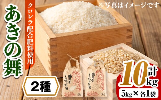 i1368-C ＜先行予約受付中！2026年10月中旬~11月中旬の間に発送予定＞【訳あり】クロレラ米（あきの舞 白米＋玄米・5kg×各1袋・計10kg) 米 お米 10kg 白米 玄米 訳あり あきの舞 クロレラ米 健康食品 クロレラ配合 精米 【黄龍農園】