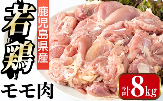 i1090-B 鹿児島県産 若鶏モモ肉(計8kg・2kg×4袋) 鶏肉 鳥肉 もも肉 とり肉 国産 鹿児島県産 2kg 8kg 安心安全 冷凍 【まつぼっくり】