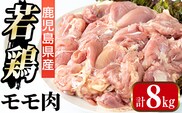 i1090-B 鹿児島県産 若鶏モモ肉(計8kg・2kg×4袋) 鶏肉 鳥肉 もも肉 とり肉 国産 鹿児島県産 2kg 8kg 安心安全 冷凍 【まつぼっくり】