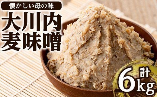 i346 大川内麦味噌(1kg×6袋・計6kg)地域のお母さんたちが丁寧に作り上げた地元で愛される田舎味噌！ 味噌 みそ 味噌汁 田舎味噌 麦みそ 家庭の味 冷蔵 【大川内地区コミュニティ協議会】
