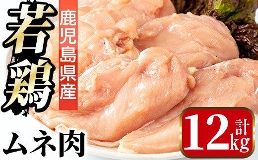 i448 若鶏ムネ肉(計12kg・2kg×6袋)鹿児島県産の鶏肉をお届け 鶏肉 鳥肉 とり肉 ムネ むね肉 国産 鹿児島県産 2kg 計12kg 安心安全【まつぼっくり】