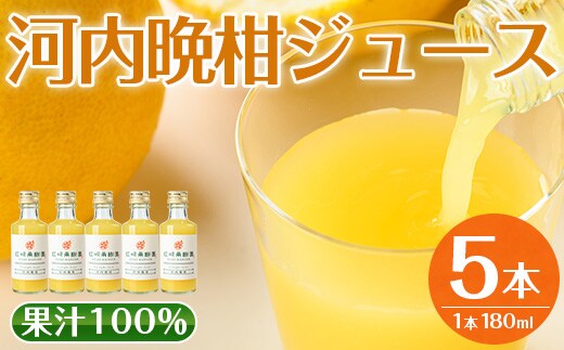 i990-A 河内晩柑ジュース(180ml×5本)飲料 ジュース みかん 蜜柑 果汁 100% 河内晩柑 無着色 無香料 ストレートジュース 安心安全 ギフト 贈り物 贈答【江崎果樹園】