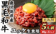 i907 鹿児島県産黒毛和牛ユッケ5人前(40g×5P・計200g) 肉 牛肉 黒毛和牛 国産 鹿児島県産 ユッケ 生食 旨み  【カミチク】