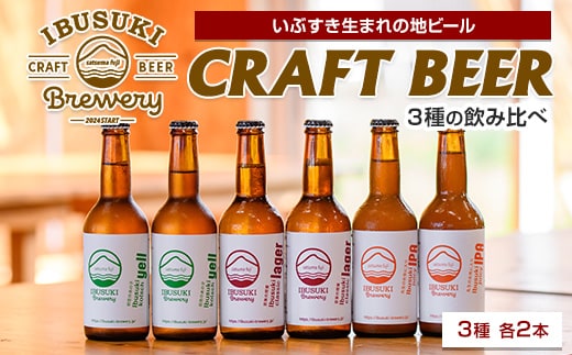 クラフトビール 3種 各2本 (いぶすきブルワリー/018-2025) いぶすきジューシー IPA いぶすき クラシックラガー いぶすき ケルシュエール クラフトビール 詰め合わせ 瓶 ビール 飲み比べ セット ビールセット