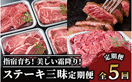【全５回定期便】 大満足 ステーキ 三昧 定期便 (Meat you/Z-047) 黒毛 姫牛 A4ランク リブロース サーロイン フイレ モモ サイコロステーキ 国産 和牛 牛肉 黒毛和牛