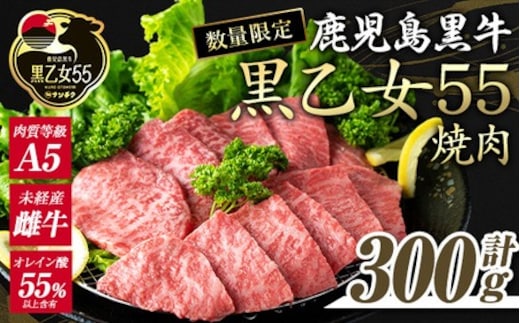 鹿児島黒牛 黒乙女55 和牛モモ焼肉(300g) 黒毛和牛 黒牛 鹿児島県産【ナンチク】A964