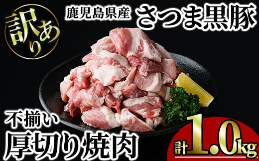 【訳あり】鹿児島県産さつま黒豚 不揃い厚切り焼肉 (計1.0kg・1.0kg×1P) 鹿児島県産 豚肉 黒豚 【KNOT】 A1166-v01