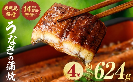 鹿児島県産うなぎ蒲焼 (計約624g / 約156g×4尾) 鰻 ウナギ うなぎ 【薩摩川内鰻】 A1114