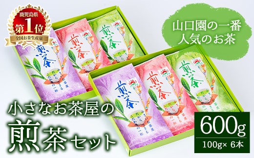 ＜お茶生産量日本一の鹿児島県産！＞小さいお茶屋の煎茶セット(煎茶100g×6本・合計600g)鹿児島県産煎茶セット【お茶の山口園】A185-v01