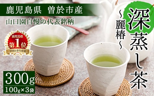 ＜お茶生産量日本一の鹿児島県産！＞小さいお茶屋の深蒸し茶麗椿(茶葉100g×3本・合計300g)国産緑茶深蒸し茶【お茶の山口園】A186-v01