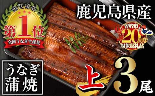 無投薬！鹿児島県産うなぎ蒲焼セット＜上＞(計420g以上・約140g以上×3尾)タレ・山椒付き鰻ウナギ国産【西日本養鰻】A505-v02