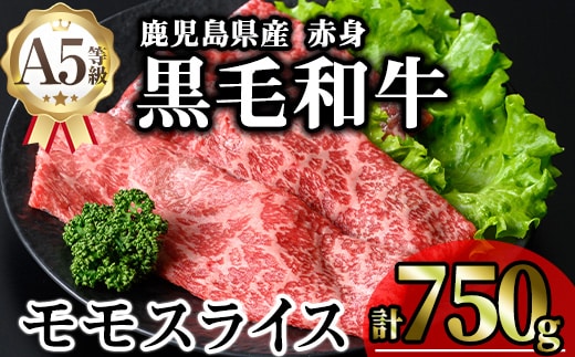 鹿児島県産A5等級黒毛和牛赤身モモスライス(計750g)黒毛和牛冷凍モモスライス【KNOT】A647