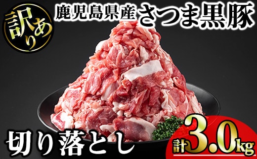 【訳あり】鹿児島県産さつま黒豚切り落とし(計3.0kg・250g×12P)鹿児島県産豚肉黒豚【KNOT】A693
