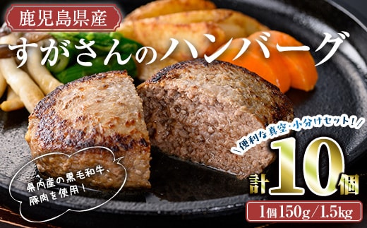 すがさんのハンバーグセット(計10個・1個150g)冷凍黒毛和牛ハンバーグ【TRINITY】A784