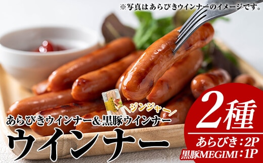 ウインナーセット(2種・あらびきウインナー2P、ナンチクの黒豚MEGUMIウインナージンジャー1P)黒豚豚肉ウインナー【ナンチク】A778
