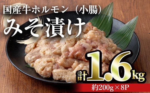 国産牛ホルモン（小腸）みそ漬け(計1.6kg・約200g×8パック)牛肉 ホルモン みそ漬け【おきどき】A886