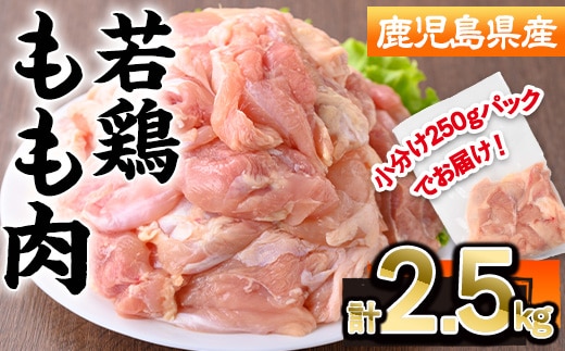 鹿児島県産若鶏もも肉(計2.5kg・250g×10P)若鶏 もも 冷凍【株式会社羽根】A869