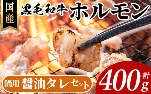 国産黒毛和牛ホルモン計400g(400g×1P) &鍋用醤油タレ(濃縮タイプ：30g×3P) 牛肉 ホルモン 【ナンチク】A993