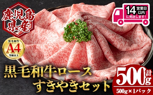 ＜14営業日以内発送！＞鹿児島県産黒毛和牛ロース すき焼き用セット (計500g・500g×1) 国産 牛肉 すき焼き【肉のちょーさん】A955